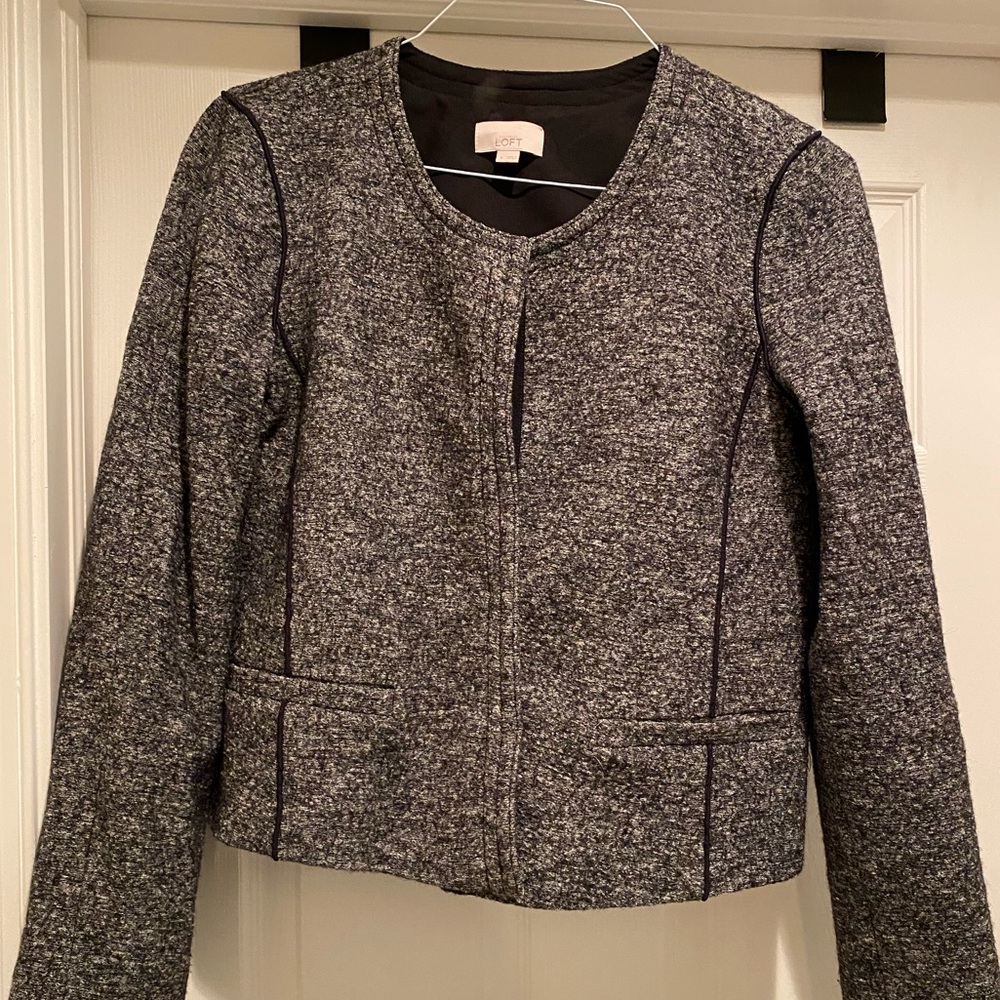 LOFT 2-Button Black Tweed Jacket